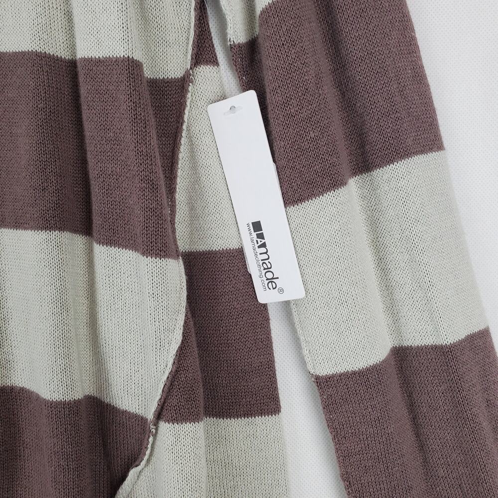 LA Made Jenn Raglan Sweater XS Muted Purple Gray Wide Stripe Cozy Pullover NWT - Picture 6 of 9